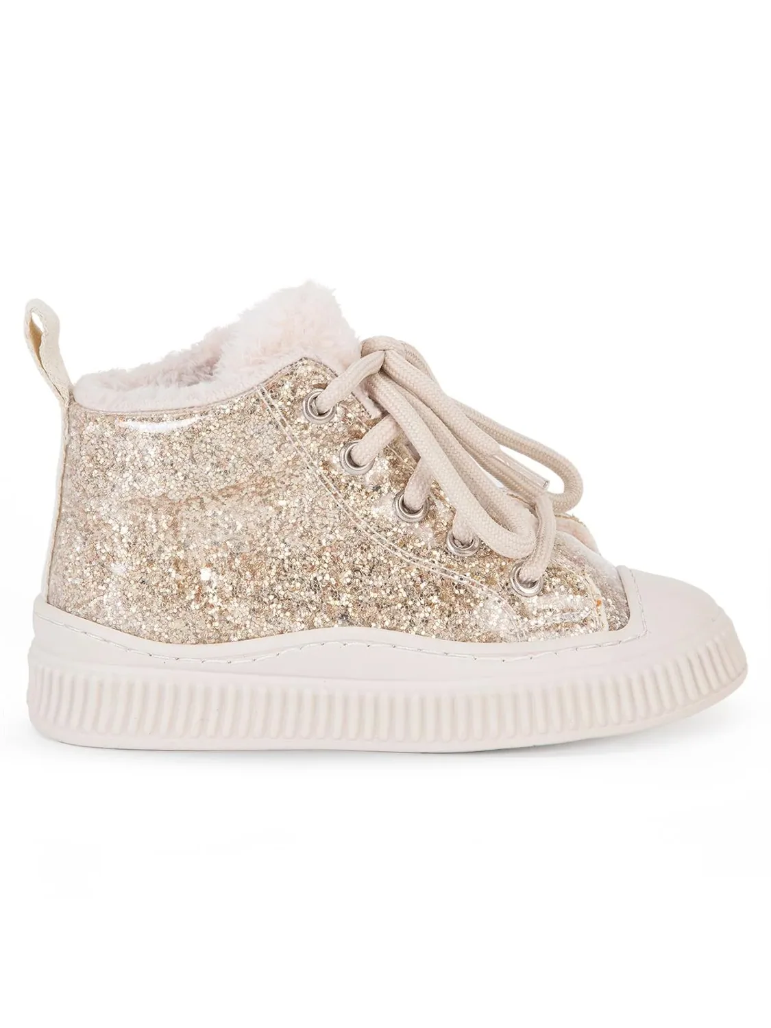 بوت أطفال أصفر مبطن بالفرو بسحاب
