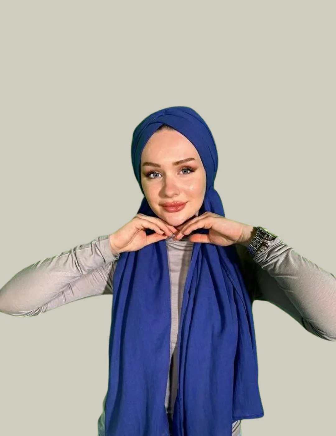 توربان جاهز مكسو بالقماش أزرق ملكي
