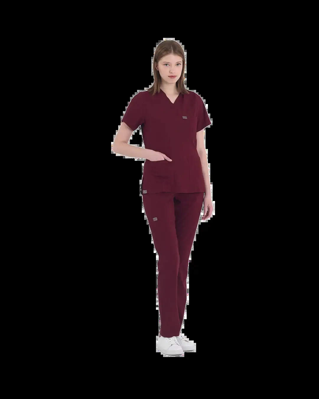 طقم سكراب نسائي ضيق عنابي - صورة 2