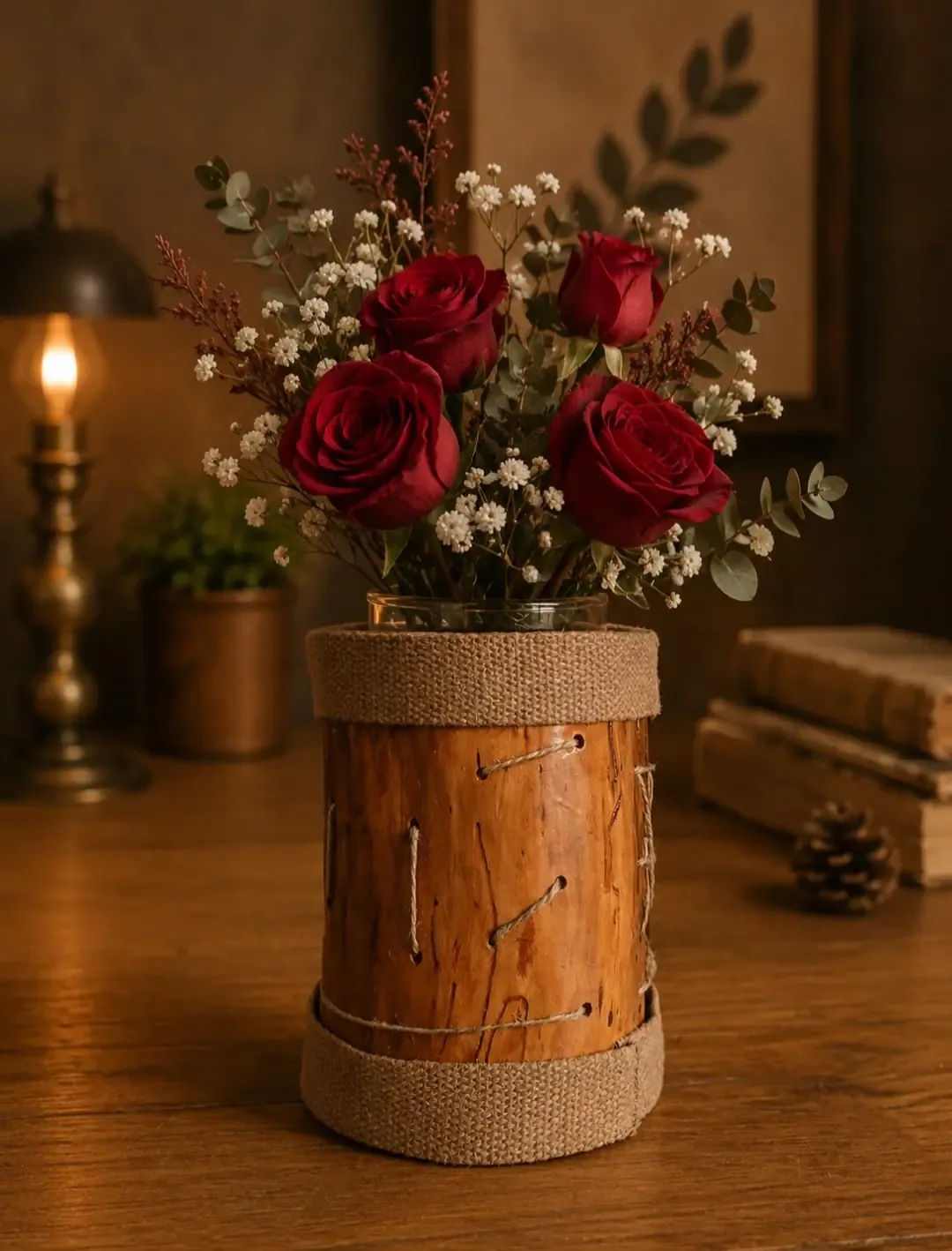 مزهرية من جذع خشب طبيعي يدوية - صورة 3