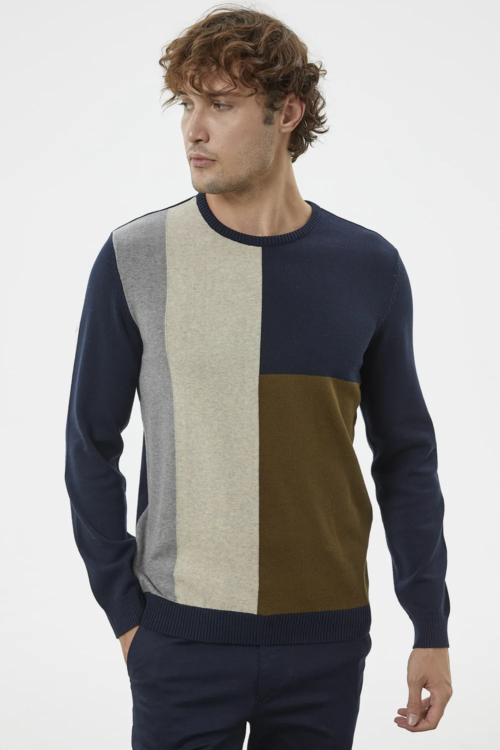 كنزة رجالية محبوكة لون كحلي - صورة 2