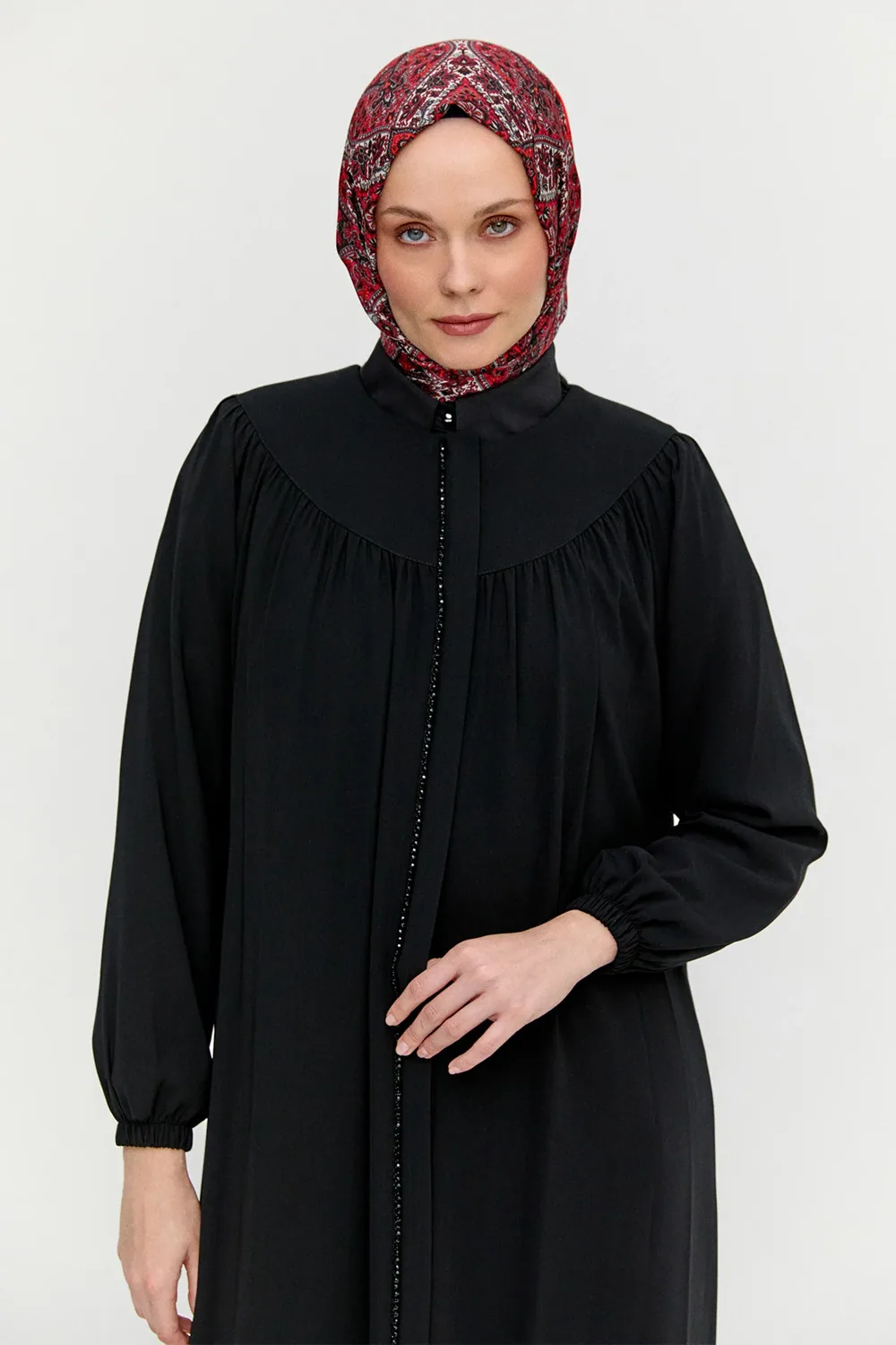 فرجية كريب بأحجار وخصر مكشكش - صورة 3