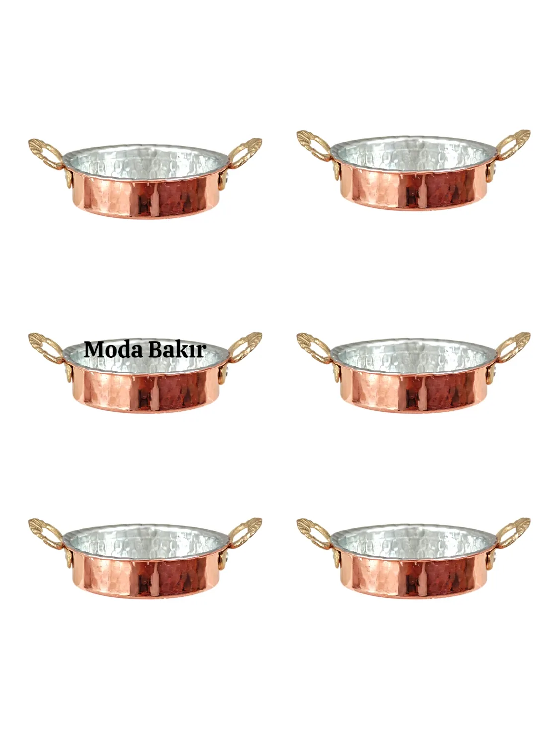 طقم مقالي فطور نحاسية صغيرة 6 قطع