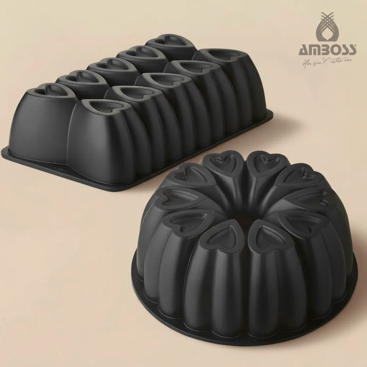 طقم قالبَي كيك حديد صب - أسود