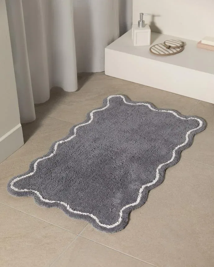 دواسة حمام بحافة متموجة رمادية 50×80 سم - صورة 2
