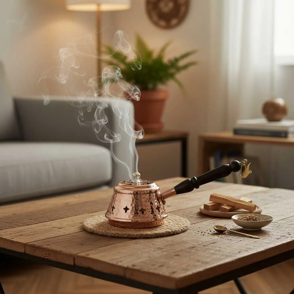 مبخرة نحاسية مطروقة يدوياً