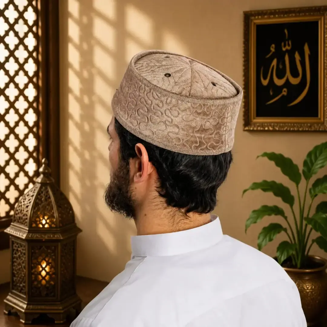 طاقية صلاة من المخمل بطراز رفاعي - صورة 2