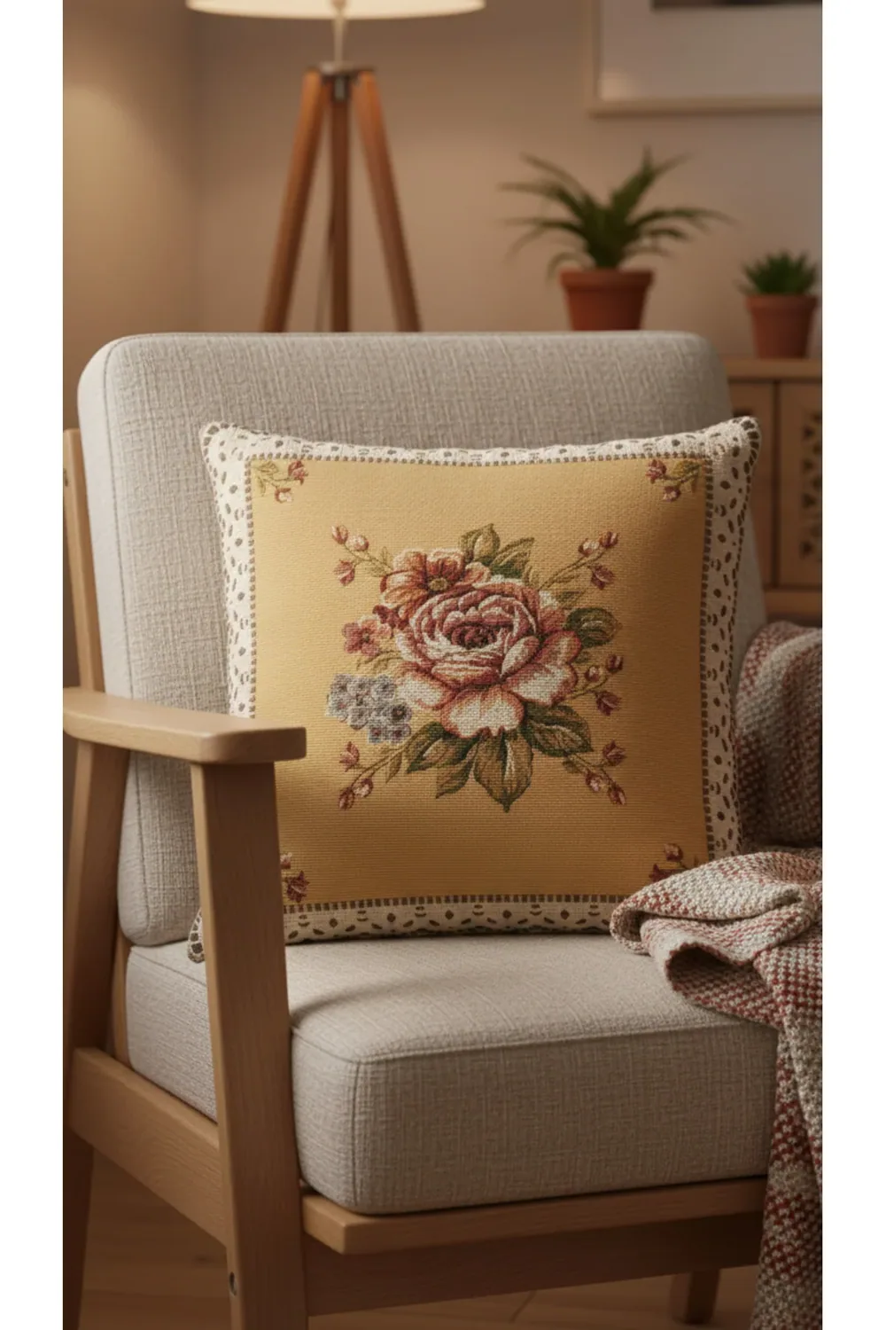 غطاء كوشن بوجهين منقوش 45×45 سم - متعدد الألوان