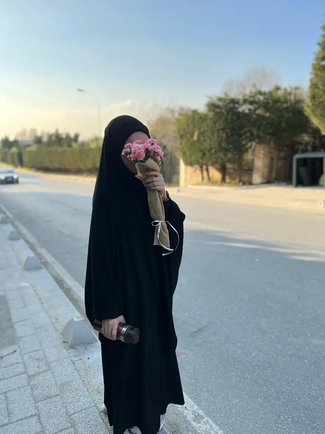 جلباب بنقاب على طراز أرضروم بقصة واسعة أسود - صورة 3