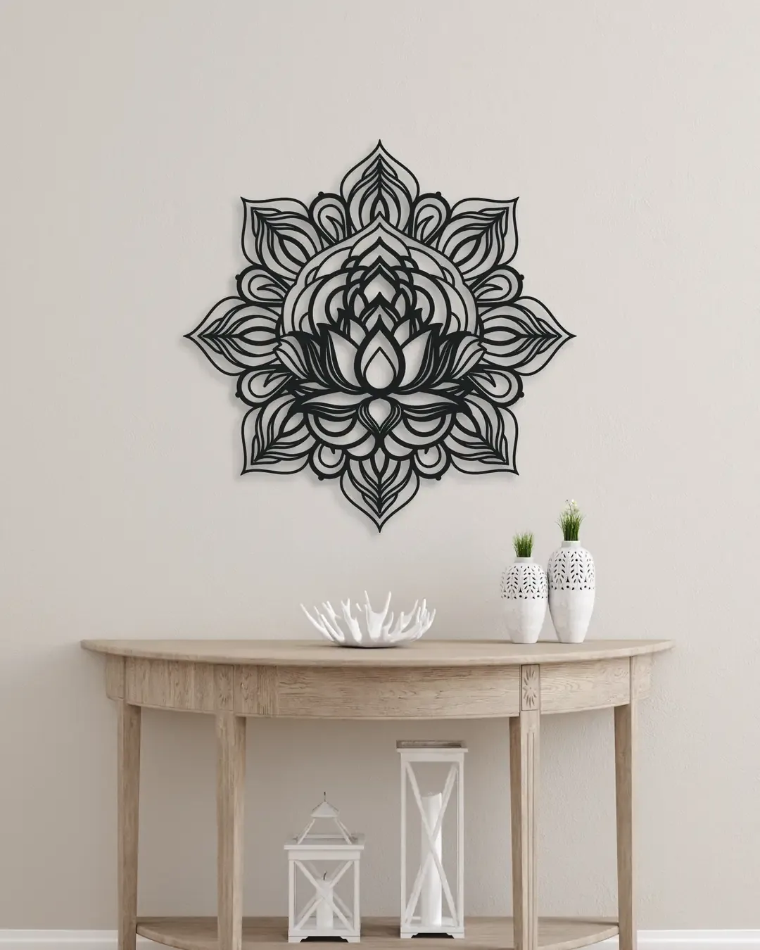 لوحة معدنية ماندالا بزهرة لوتس 50×50 سم