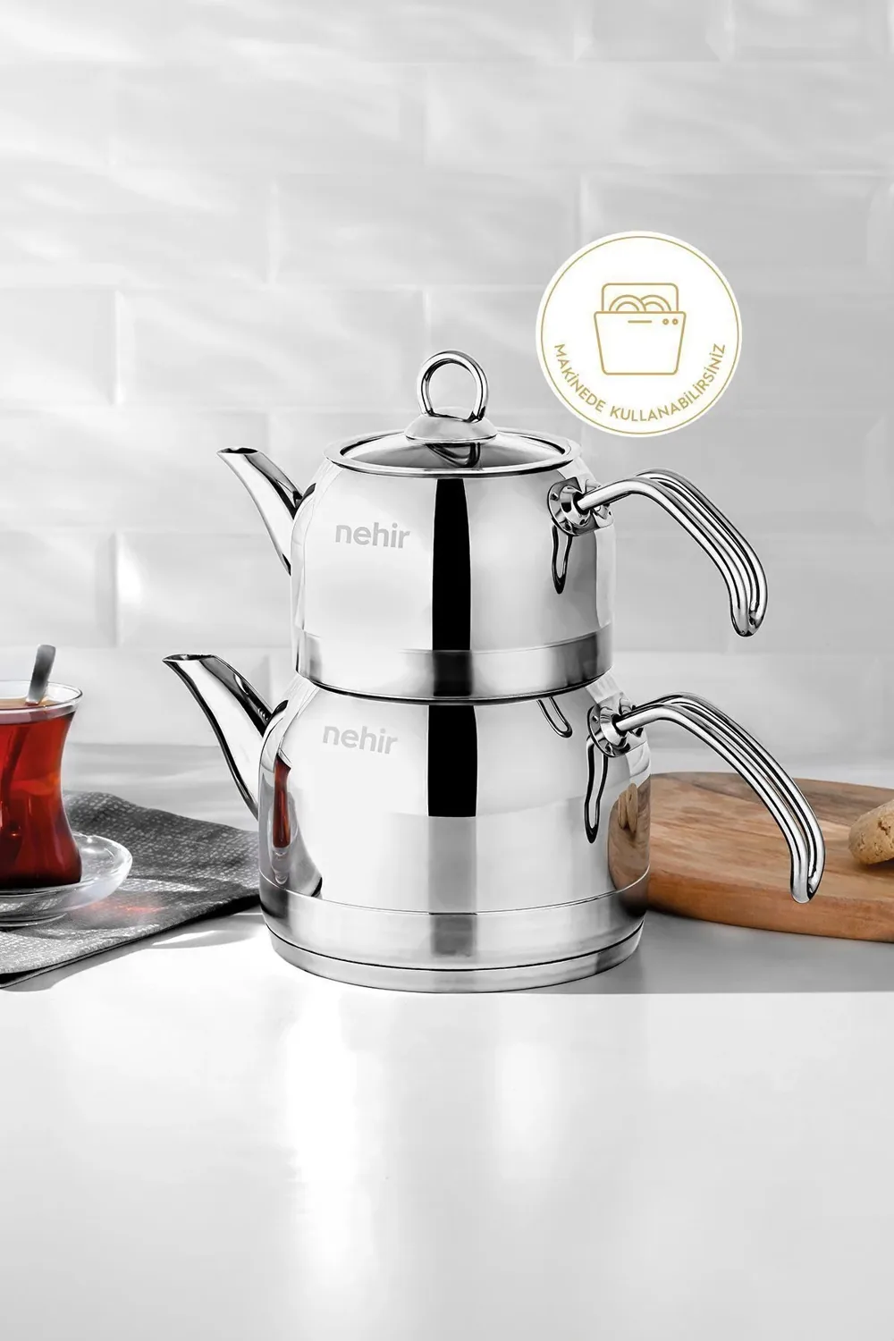 طقم إبريق شاي فولاذ ساتان 1 و1.9 لتر - صورة 2