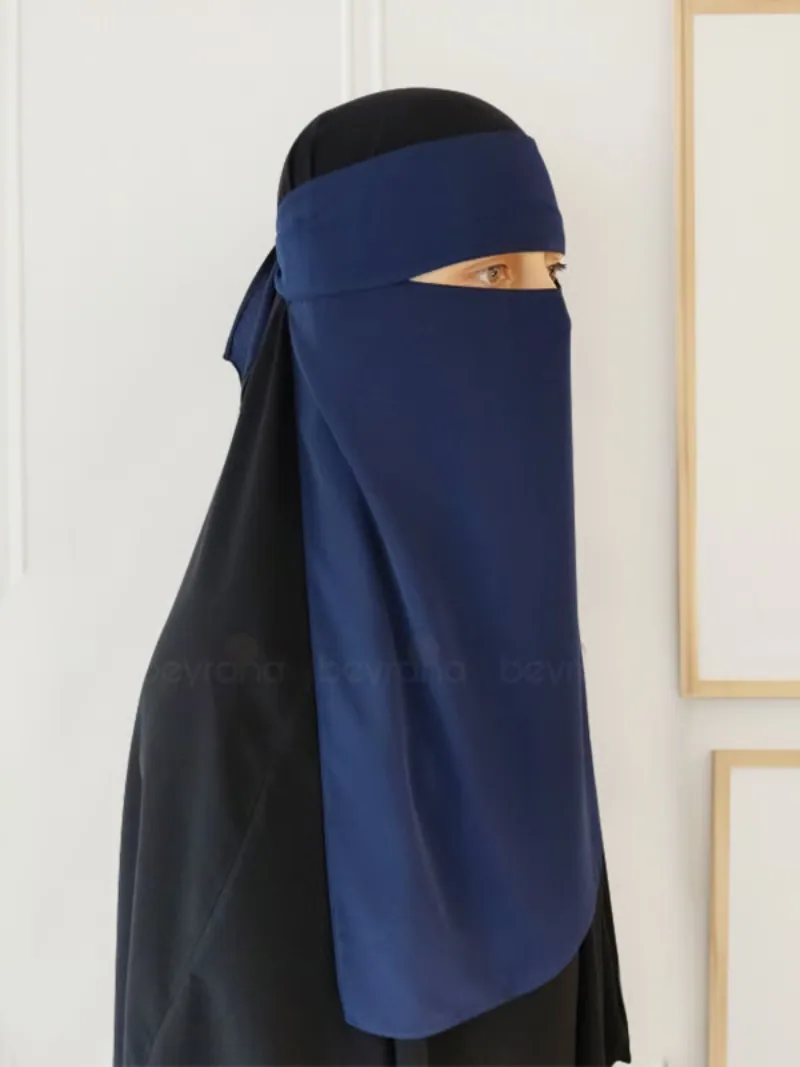 نقاب طبقة واحدة بأربطة كحلي - صورة 2