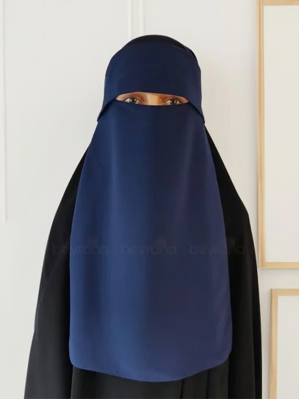 نقاب طبقة واحدة بأربطة كحلي - صورة 3
