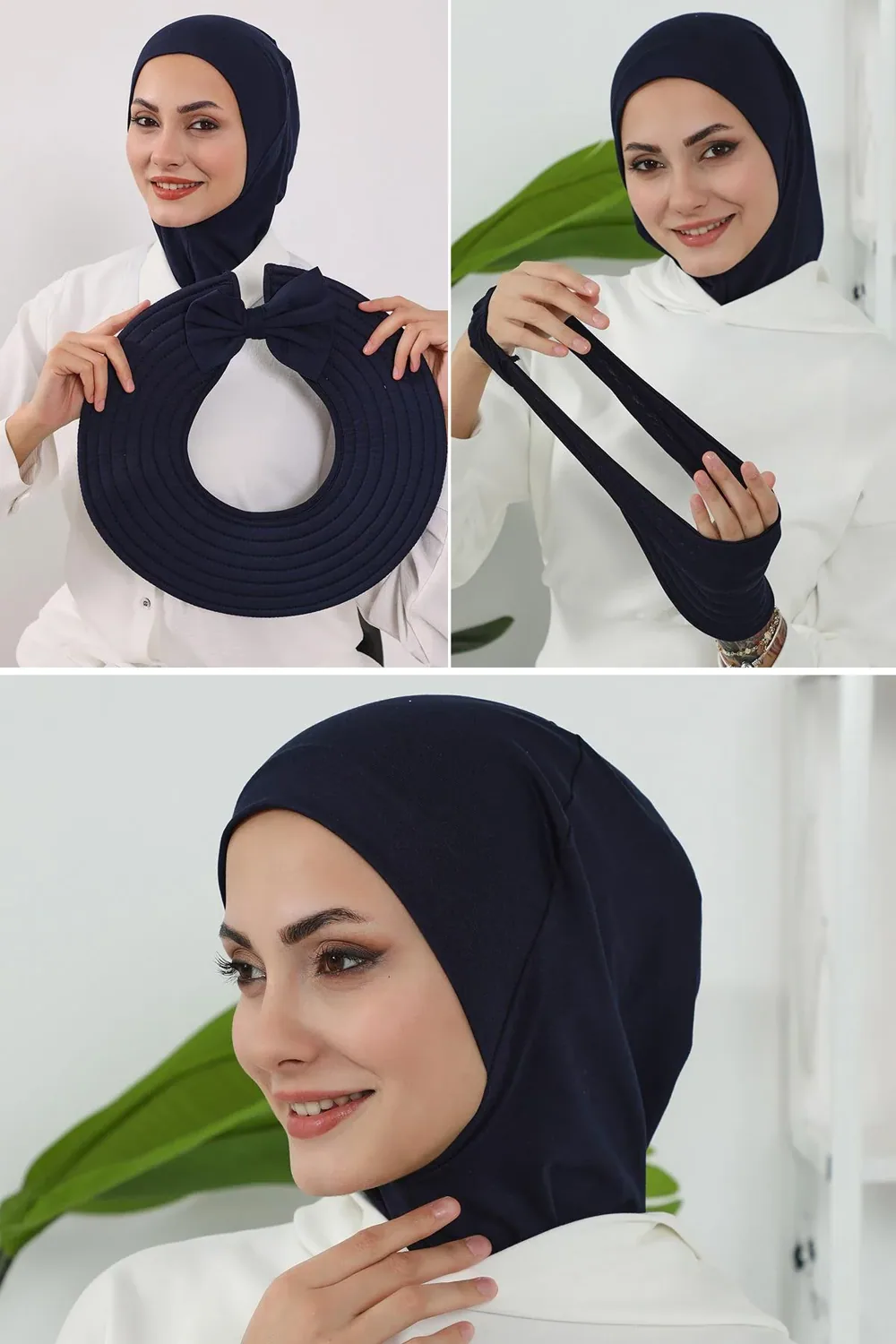 طقم بونيه نينجا مع حافة وقبعة ثلاث قطع كحلي