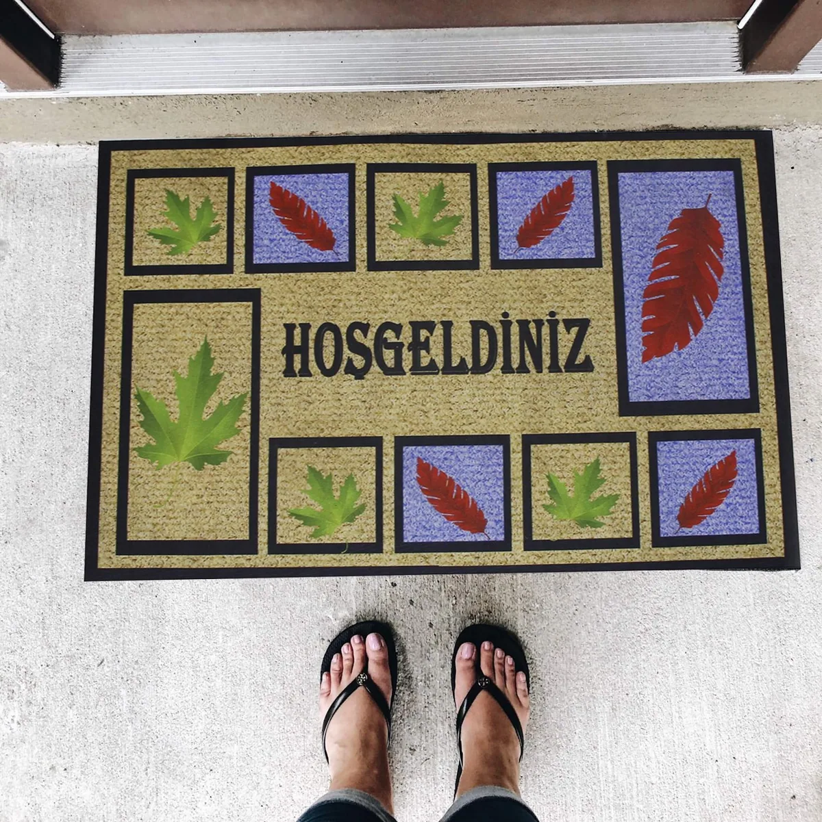 دواسة باب مطاطية بعبارة «Hoşgeldiniz» (أهلاً بكم) 40×70 سم