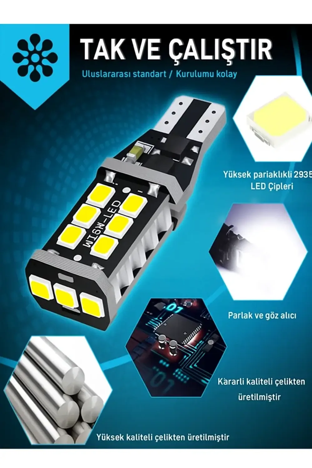 لمبة LED بقاعدة T15 بـ15 ثنائياً ضوء أبيض - صورة 4