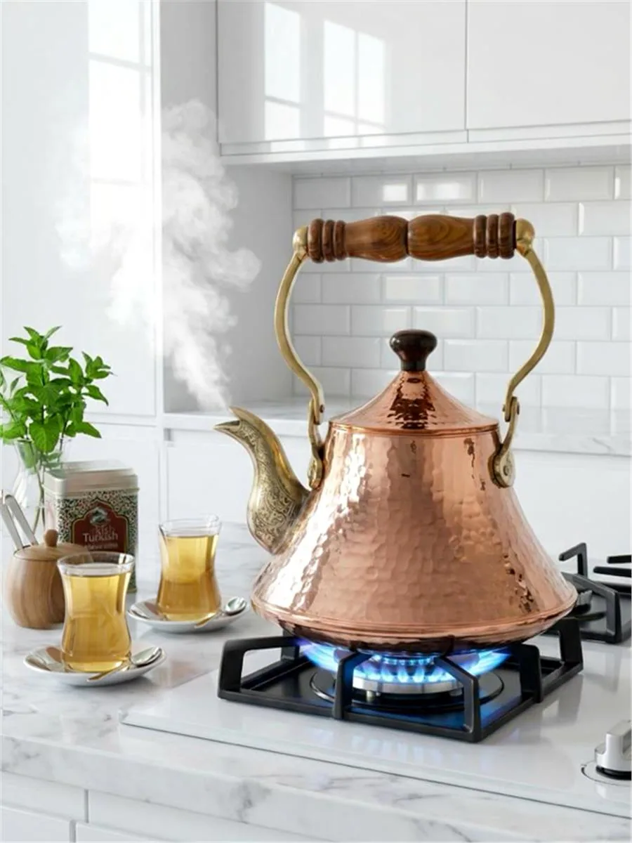 إبريق نحاسي مطروق يدويا لشاي الأعشاب - صورة 2