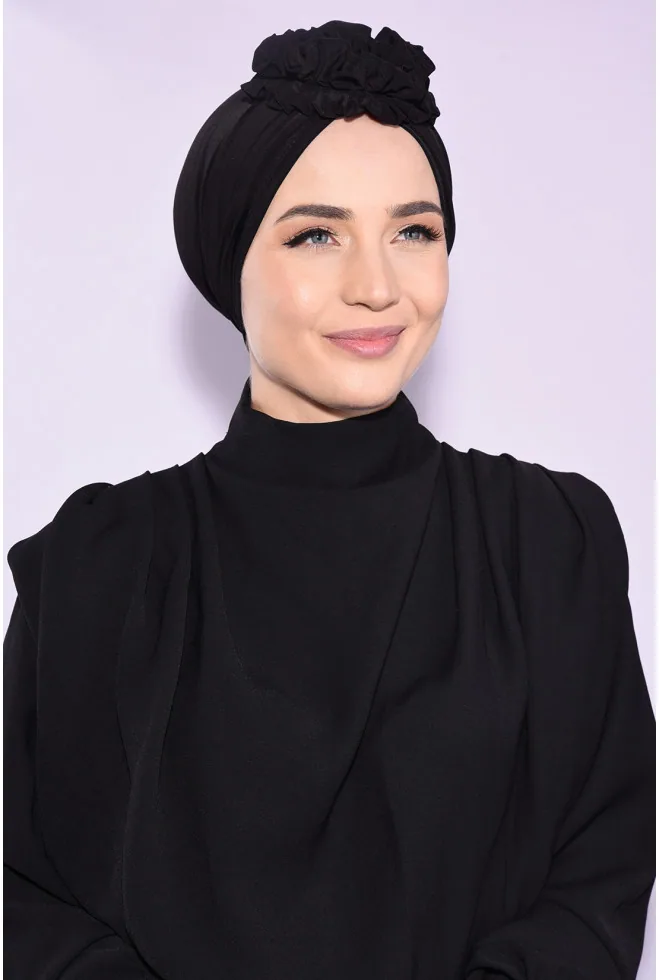 بونيه بوردة مكشكشة بوجهين أسود