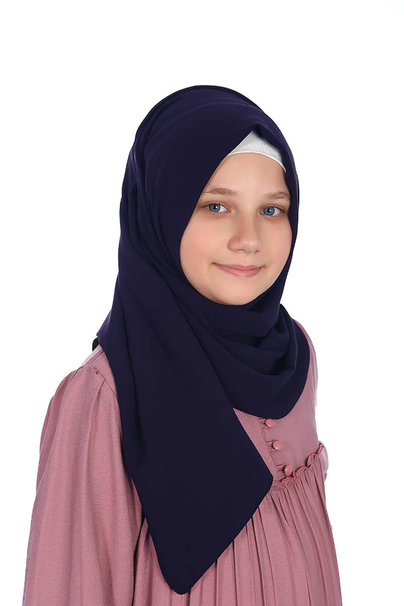 شال بنات لف بلون كحلي