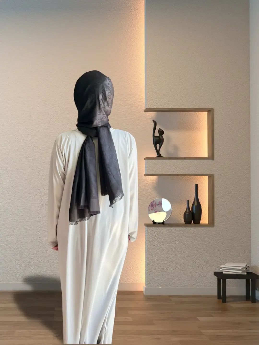 ثوب صلاة رمادي قطعة واحدة بسحاب أمامي - صورة 4