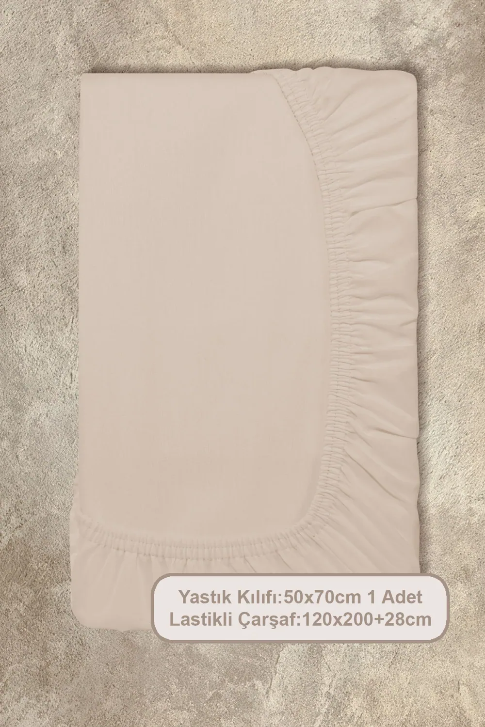 طقم شرشف مطاطي مفرد 120×200 سم - بيج - صورة 3