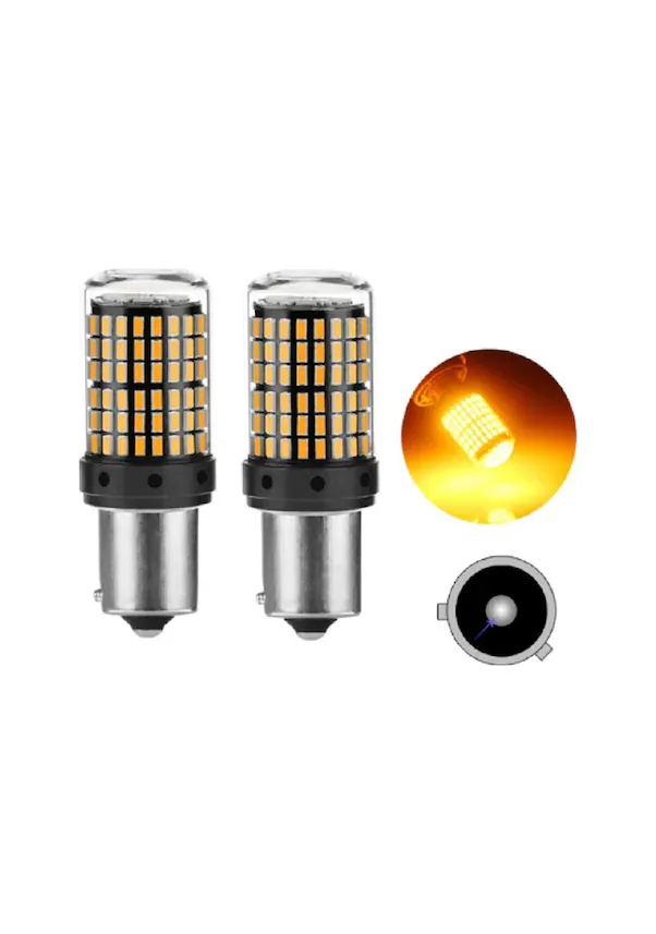 لمبة LED بقاعدة BA15S ضوء برتقالي 144 ثنائي - صورة 2