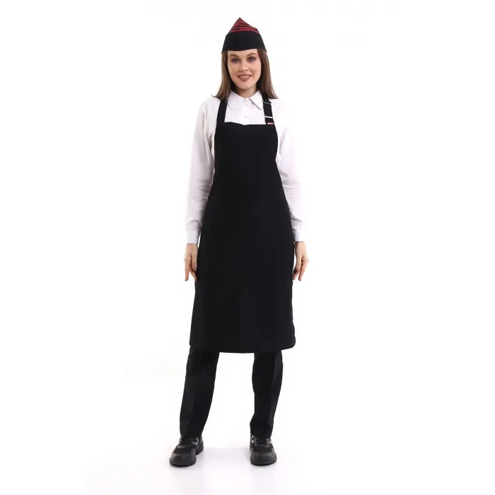 مريلة مطبخ سوداء بحزام رقبة
