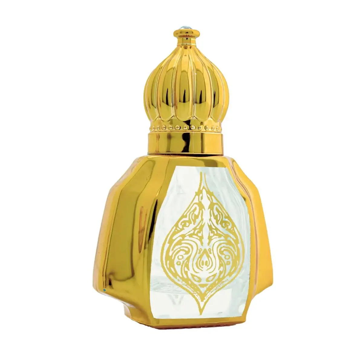 زيت عطر المسك الأبيض بدون كحول في قارورة على شكل قطرة بيضاء وذهبية 12 مل مع صندوق خشبي - صورة 3
