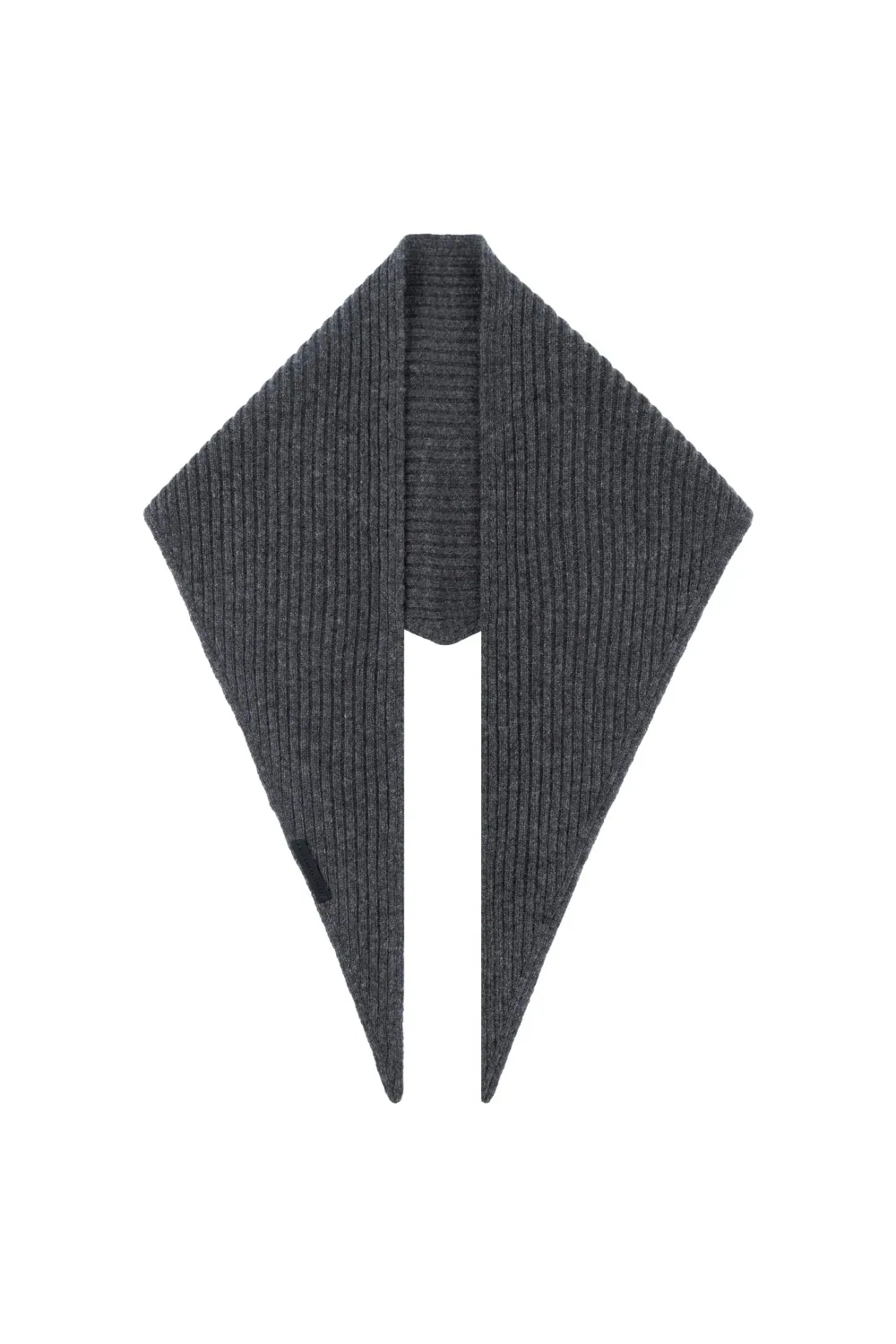 وشاح قصير كشمير محبوك مضلع رمادي متوسط