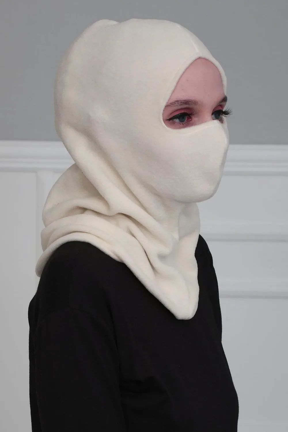 بونيه بغطاء وجه دافئ عاجي - صورة 2