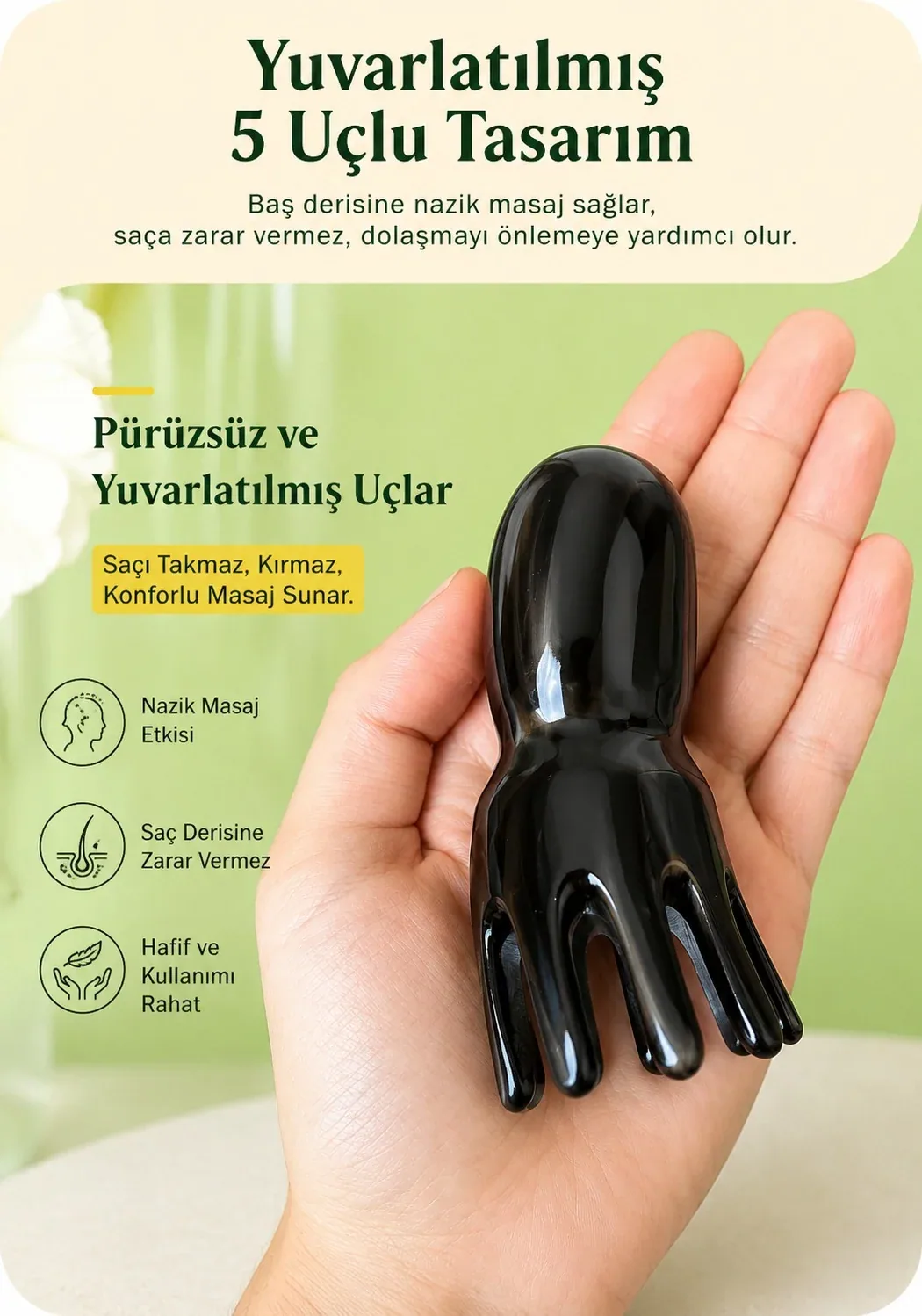 مشط تدليك من القرن على شكل أخطبوط - صورة 2