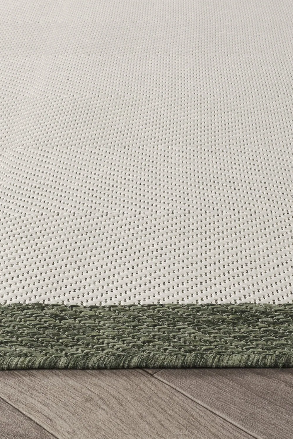 كليم سيزال دائري 80×80 كريمي بحافة خضراء - صورة 4