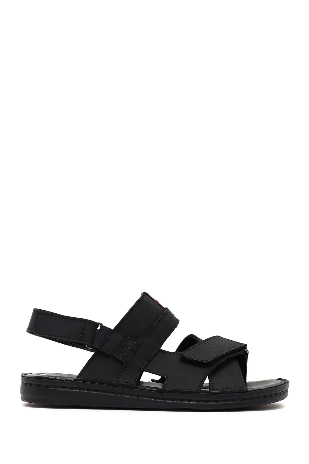 صندل رجالي أسود من الجلد الطبيعي