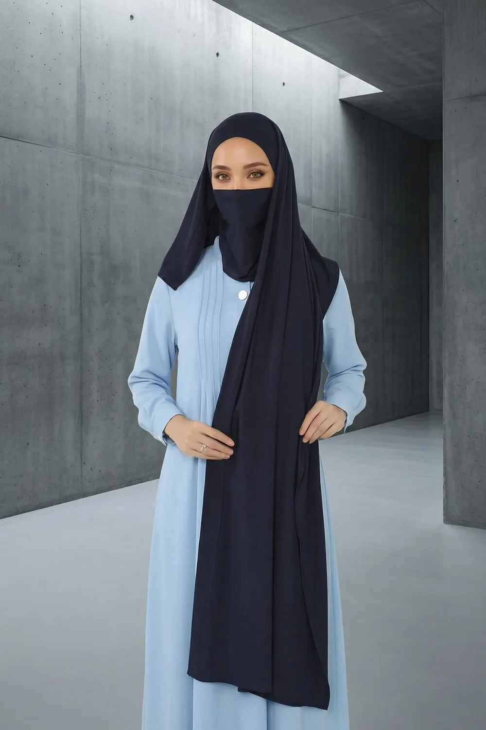 وشاح بغطاء وجه وقلنسوة قطنية مدمجة - صورة 3