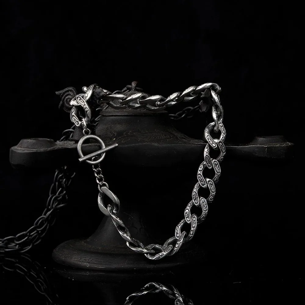 سوار فضة رجالي بنسج سلسلة ونقش القلم