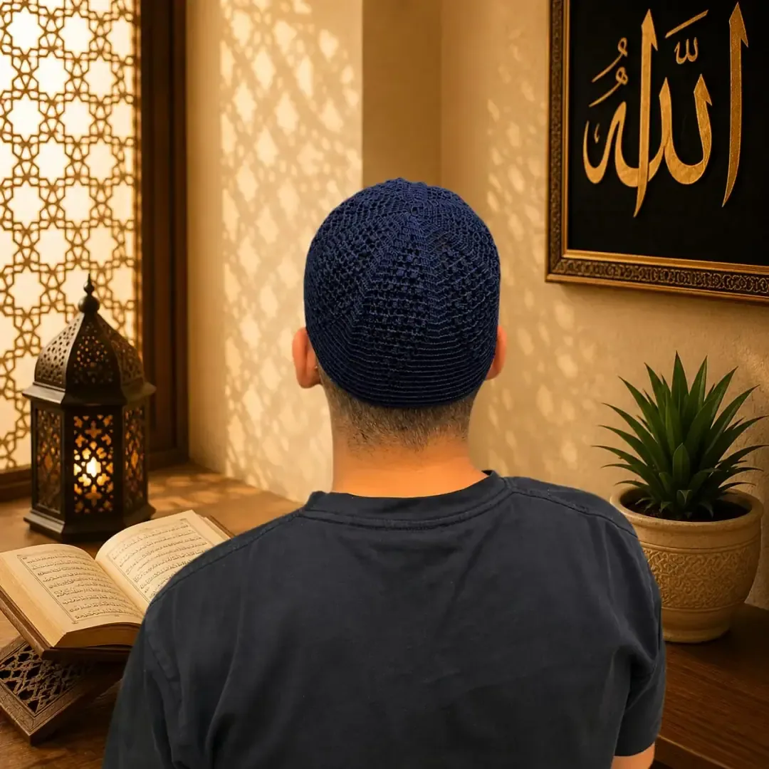 طاقية صلاة محبوكة يدوياً - صورة 2