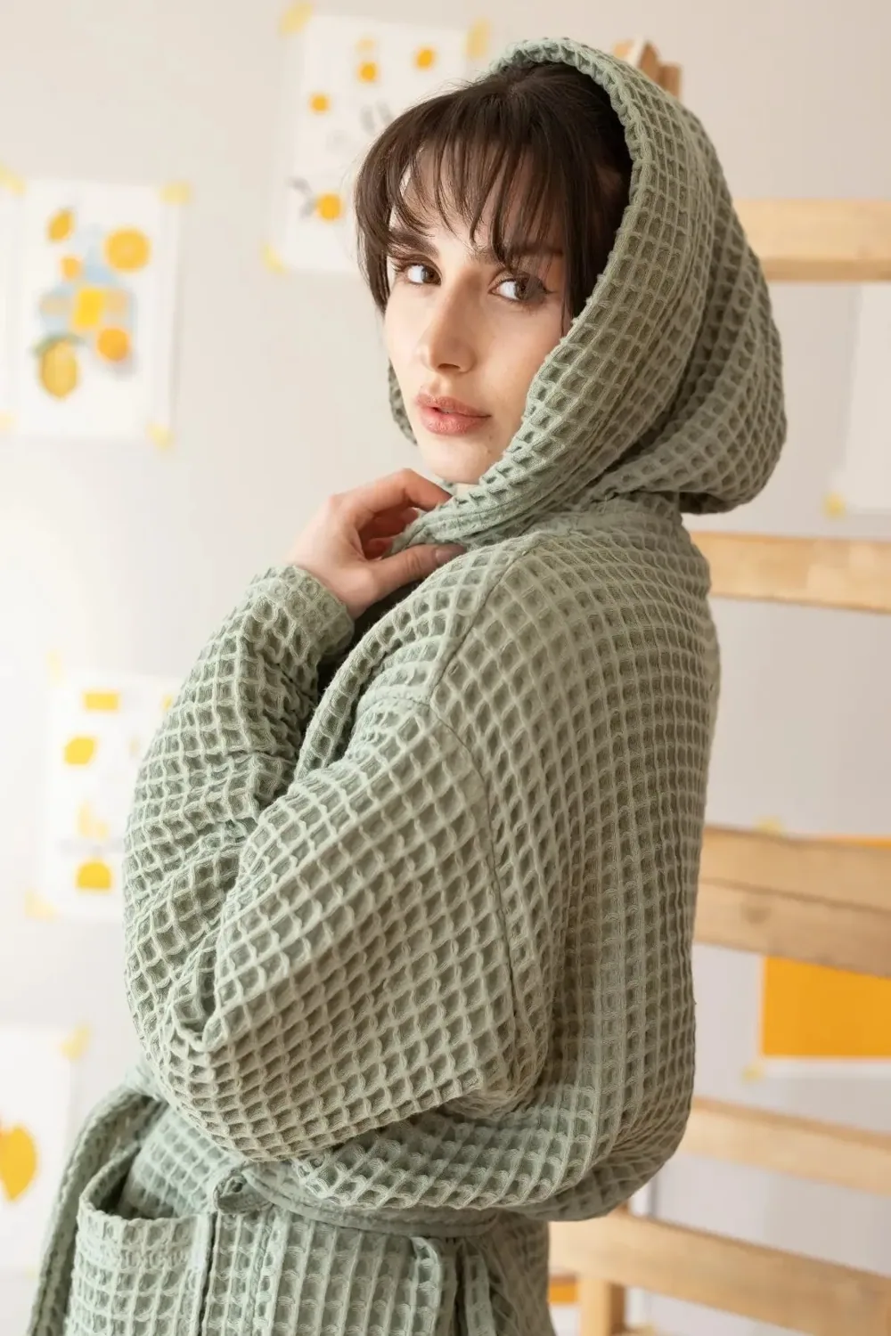 برنس بقلنسوة وافل بيكيه بجودة الفنادق والسبا قطن 100% - صورة 3