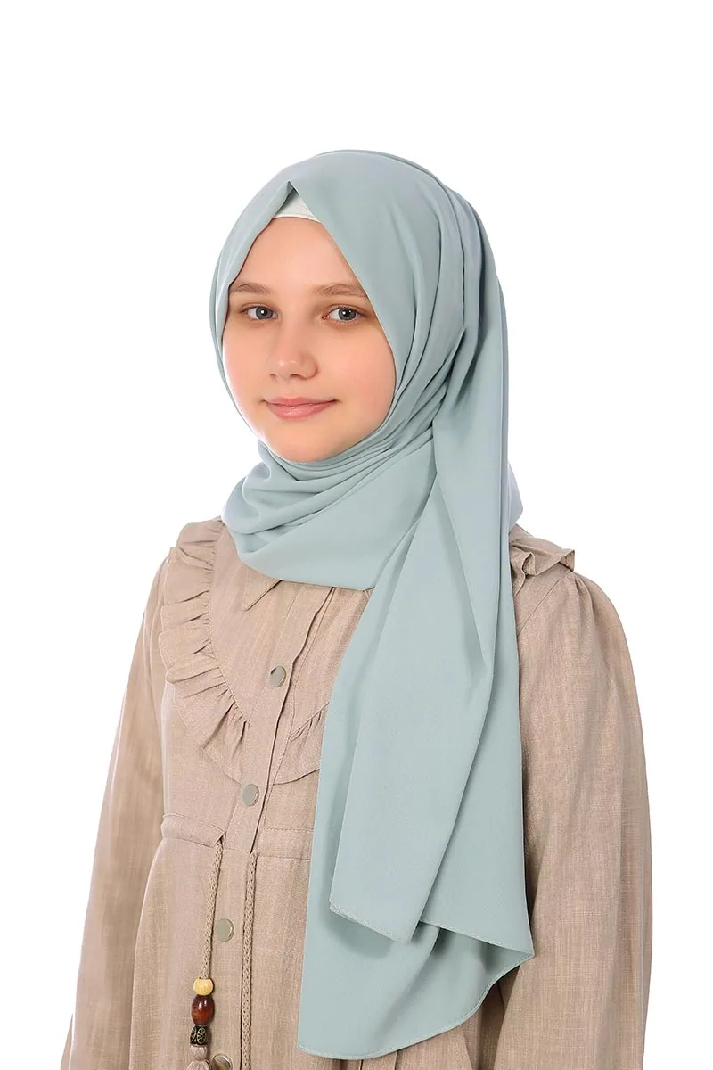 شال بنات لف بلون أخضر مائي