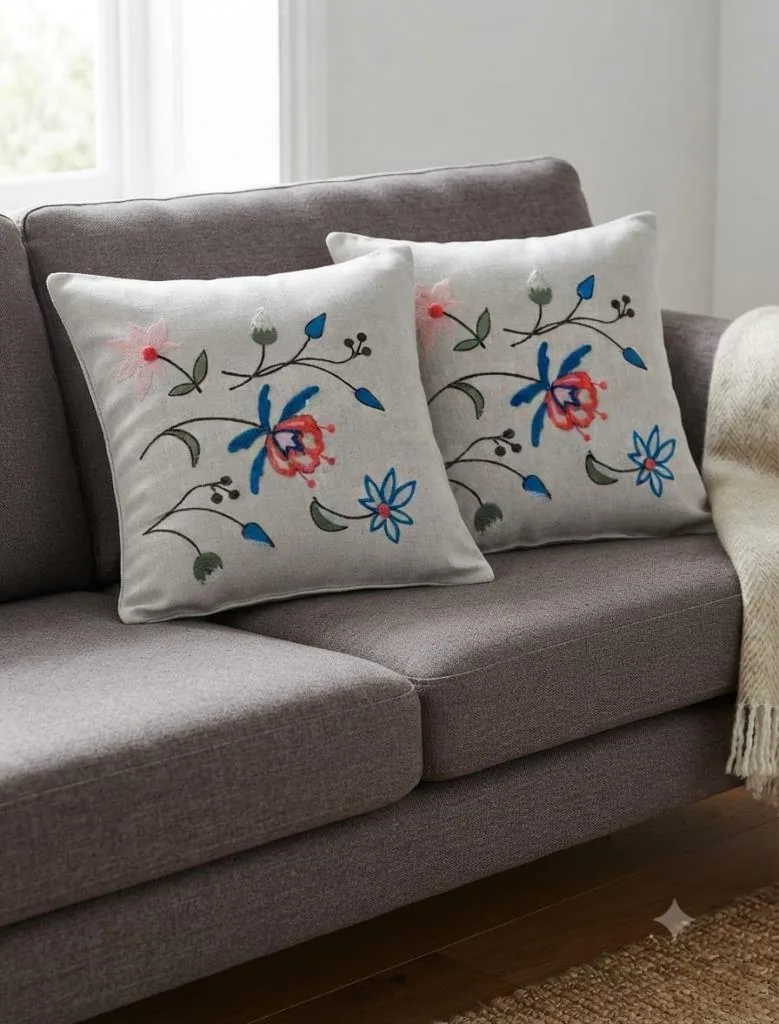 طقم غطاءي كوشن تطريز بنش 45×45 سم (Mirabelle)