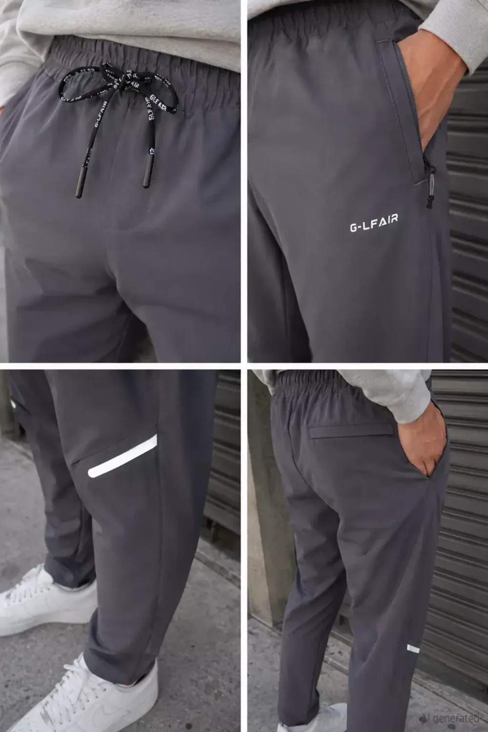 بنطال رياضي رمادي داكن بتفاصيل مطبوعة - صورة 3