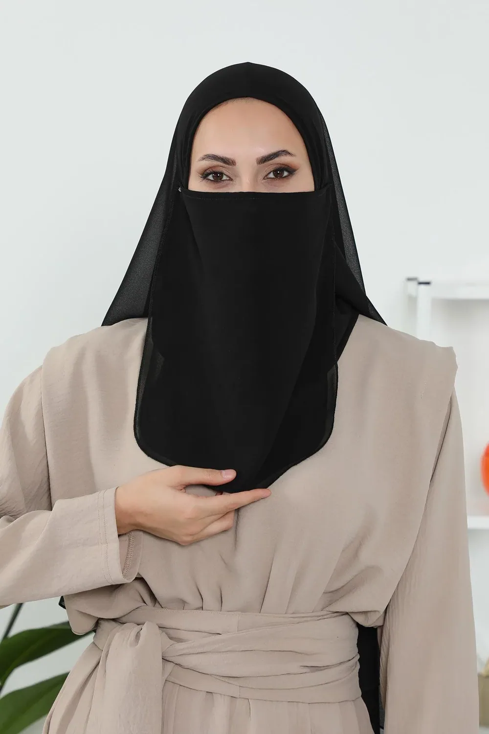 شال شيفون بنقاب مثبت للوجه - صورة 3
