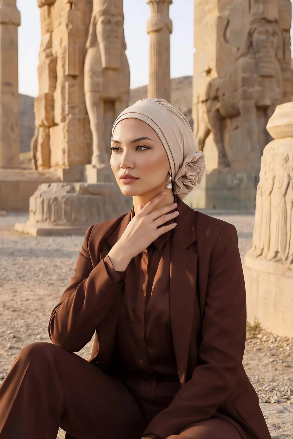 حجاب جاهز أنيق من قماش الأيروبين