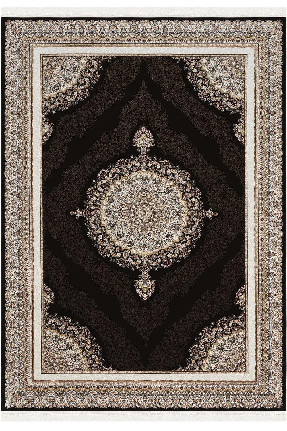 سجادة صالون منسوجة آليًا - بيج وأسود - 80×150 سم