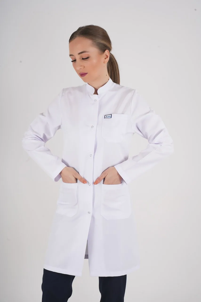 مريول طبيبة طويل بياقة صينية ألباكا - صورة 3