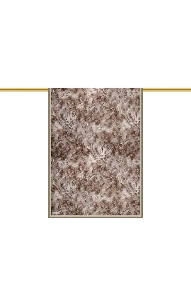 شال حرير تويل بني بضربات فرشاة 65×200 سم