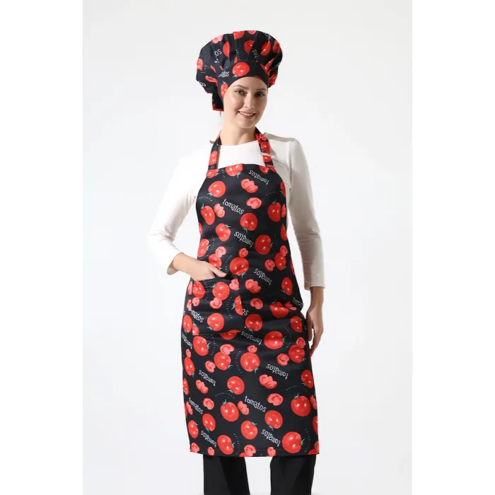 مريلة مطبخ مطبوعة بالطماطم الحمراء