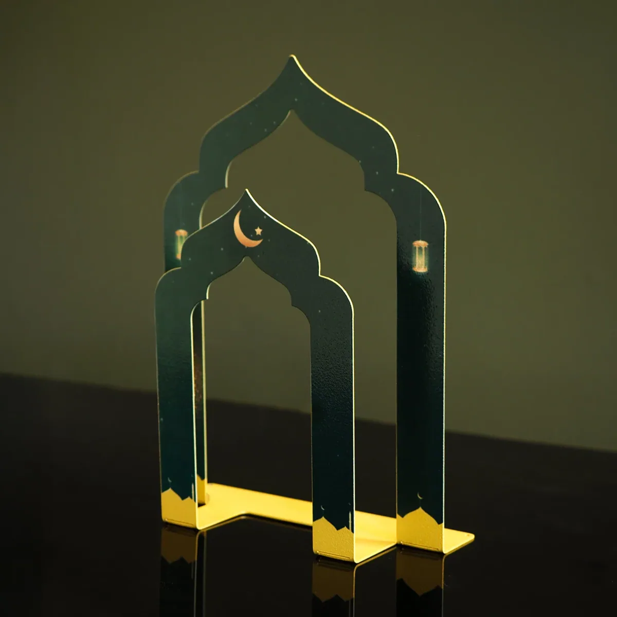 حامل مصحف وشمعة معدني بعبارة رمضان مبارك - صورة 4