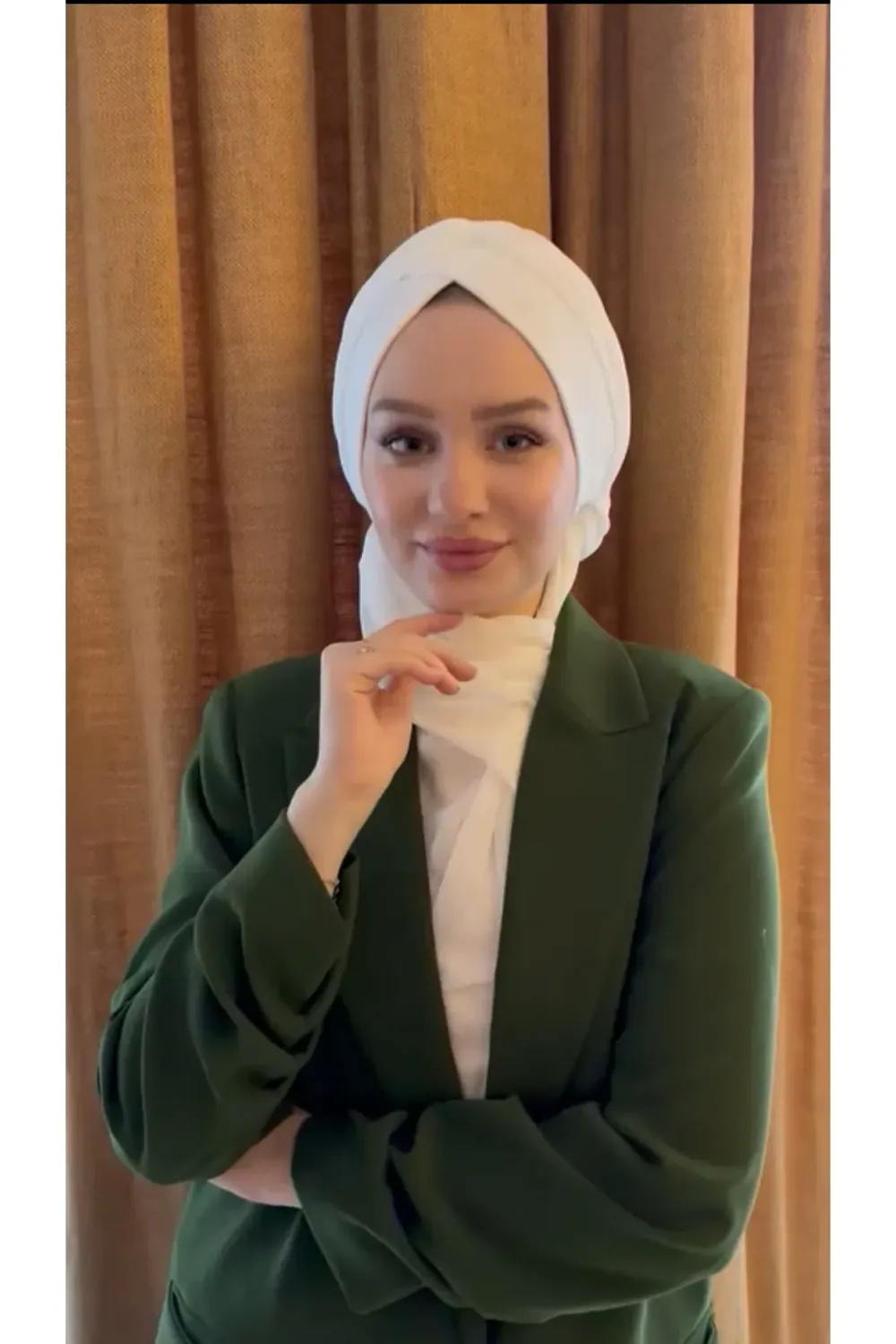 حجاب جاهز قطني بشال طويل أبيض - صورة 2