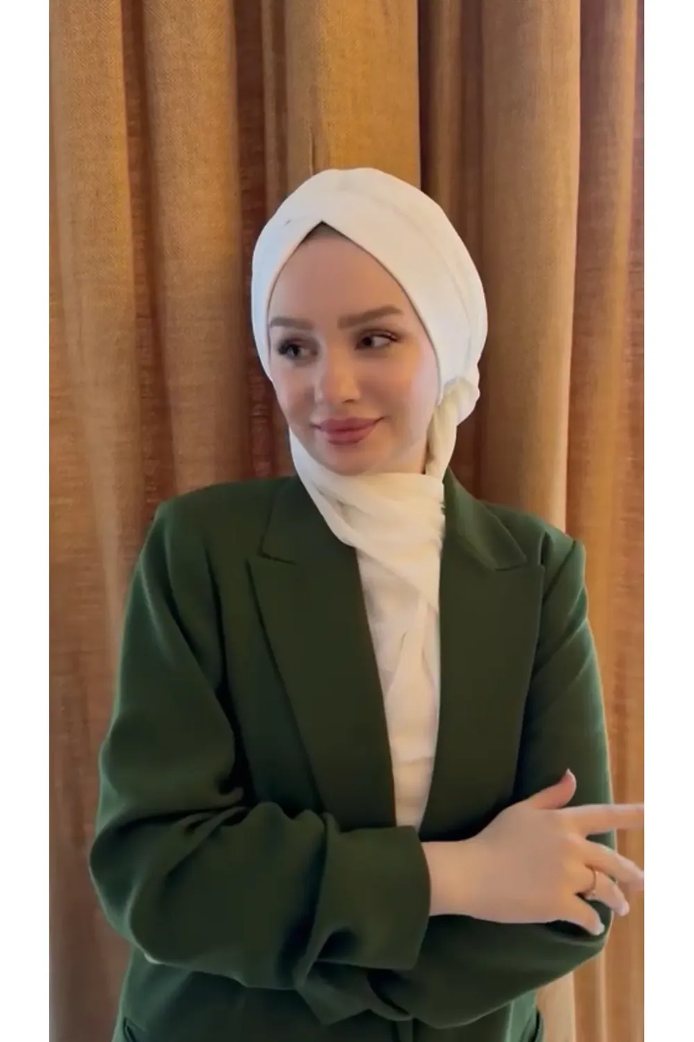 حجاب جاهز قطني بشال طويل أبيض - صورة 3