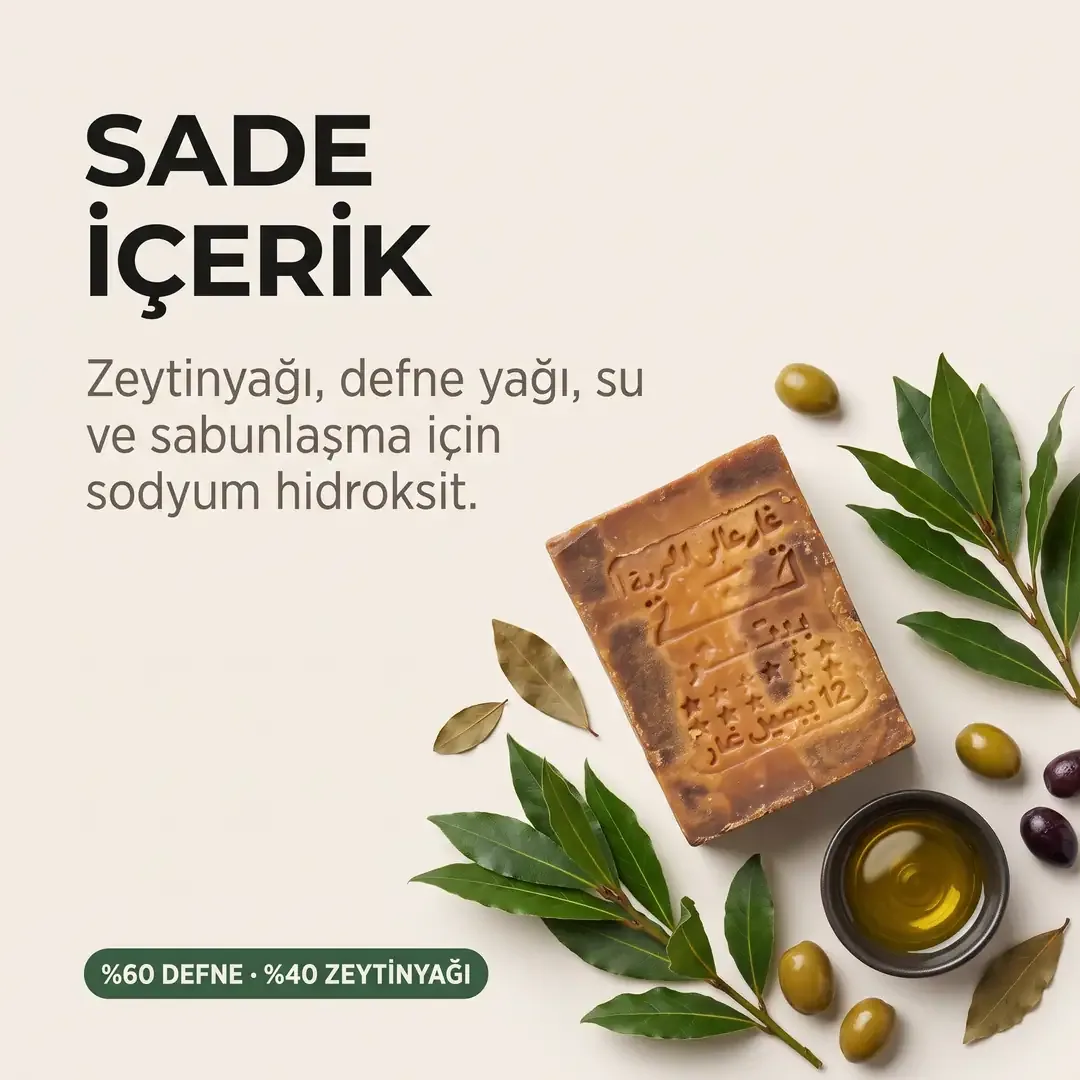 صابون حلبي بزيت الغار 60% قالب 200 غ - صورة 3